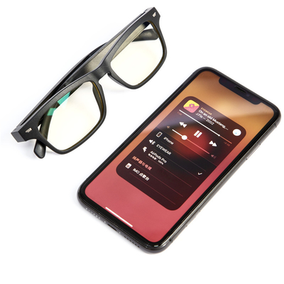 Matte Black BT5.0 Bluetooth Glasses 100mAh Magnetic Charger For IOS And Android