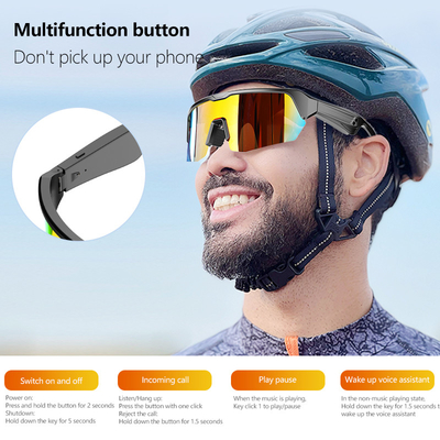 UV 400 Sports Bluetooth Riding Glasses Bluetooth 5.3 Battery 50 Hour Cycling
