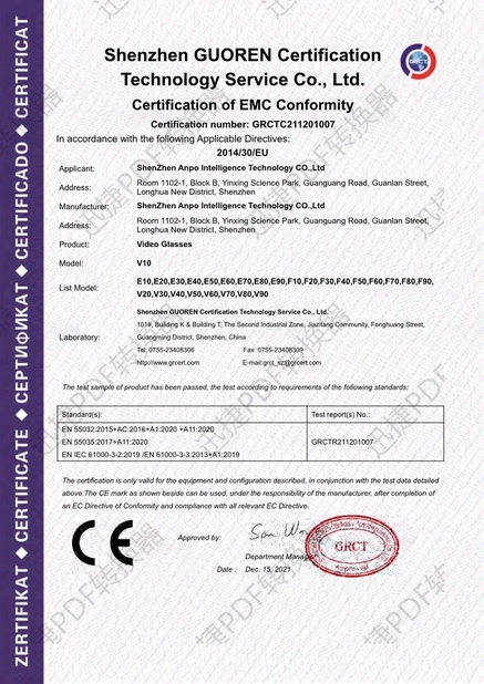 China Shenzhen Anpo Intelligence Technology Co., Ltd. certification